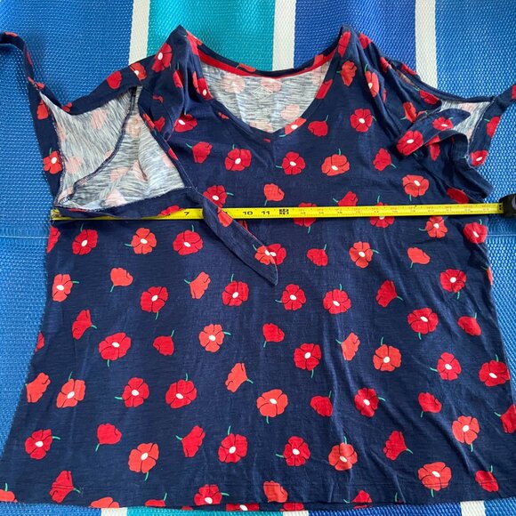 St John’s Bay XX-Large Navy Poppy Blouse Cold Shoulder, Shoulder Ties - Picture 6 of 7